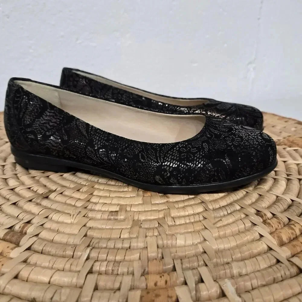 SAS Scenic Metallic Floral Print Ballet Flats 7 Wide - Picture 8 of 11
